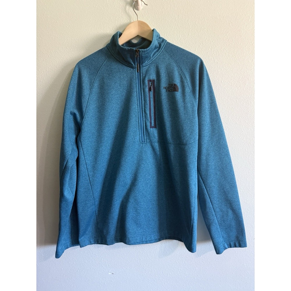 The North Face Canyonlands 1/2-Zip Fleece Jacket Mens L Blue Pocket Athletic